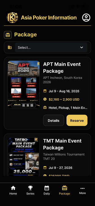 DK Poker Tour 패키지